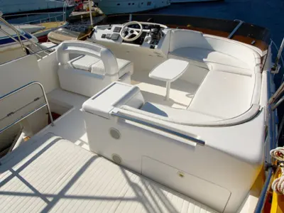 Deck of Carpe Diem, a Princess 480 motorboat at Primošten, Croatia