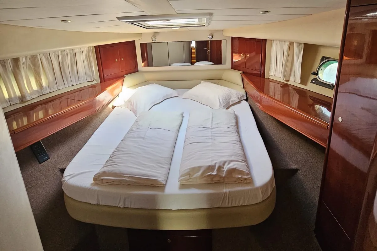 Cabin on Carpe Diem, a Princess 480 motorboat at Primošten, Croatia