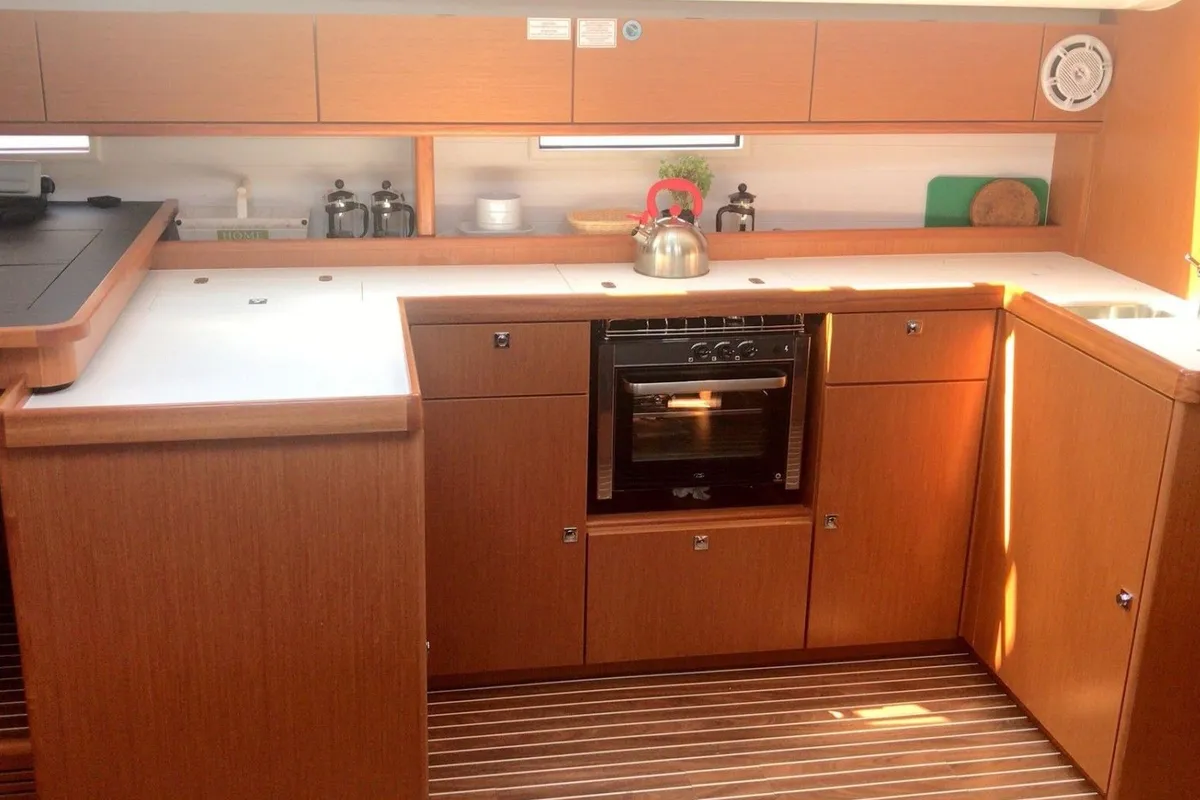 Galley of Soleado, a Bavaria Cruiser 51 sailboat at Municipal Unit of Nea Peramos, Greece