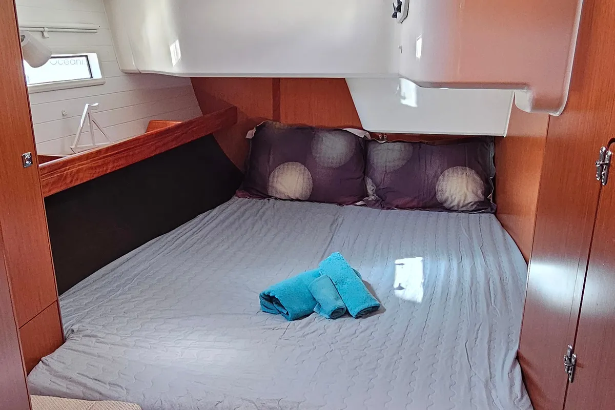 Cabin on Soleado, a Bavaria Cruiser 51 sailboat at Municipal Unit of Nea Peramos, Greece