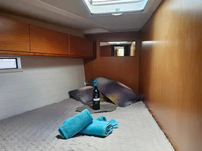 Cabin on Soleado, a Bavaria Cruiser 51 sailboat at Municipal Unit of Nea Peramos, Greece