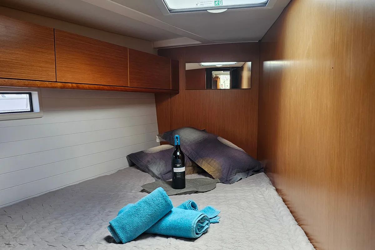 Cabin on Soleado, a Bavaria Cruiser 51 sailboat at Municipal Unit of Nea Peramos, Greece
