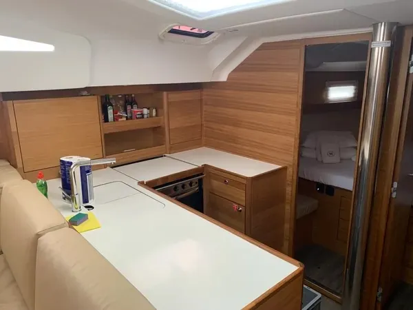 Galley of Long Island, a Elan Impression 50.1 sailboat at Seget Donji, Croatia