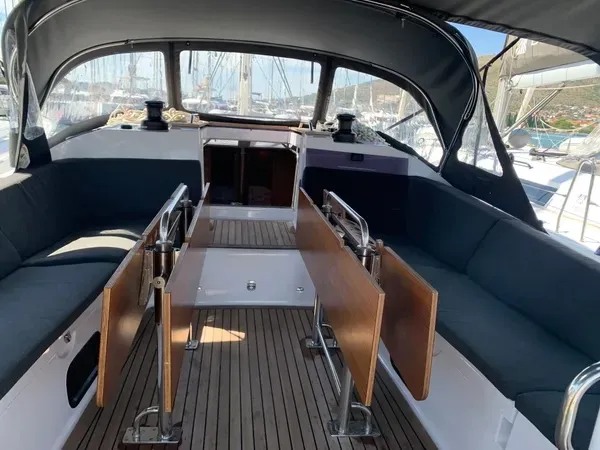 Deck of Long Island, a Elan Impression 50.1 sailboat at Seget Donji, Croatia