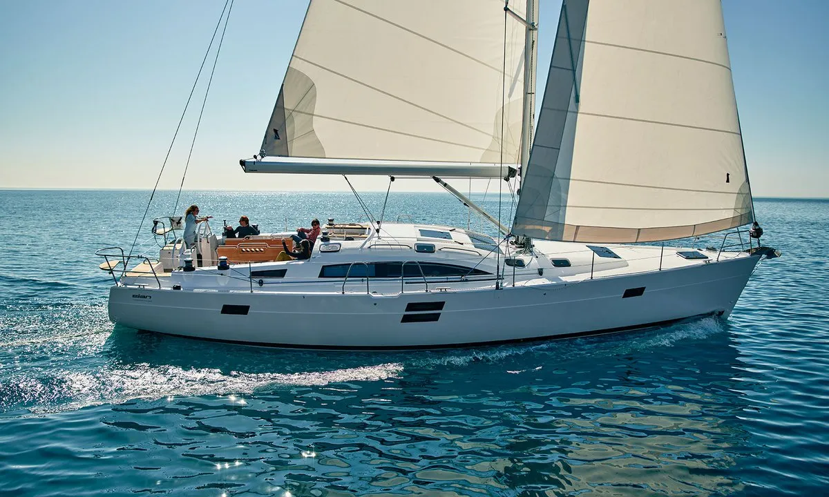 Exterior view of Long Island, a Elan Impression 50.1 sailboat at Seget Donji, Croatia