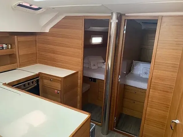 Galley of Long Island, a Elan Impression 50.1 sailboat at Seget Donji, Croatia