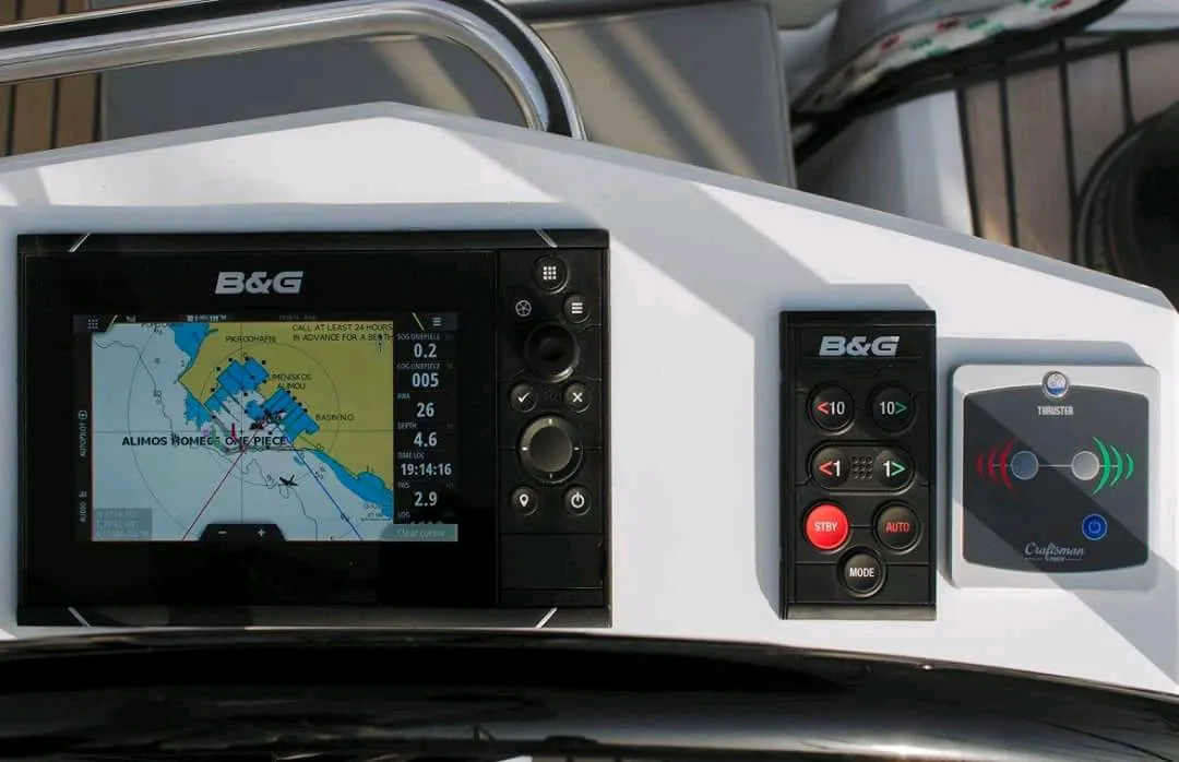 Cockpit of O. P, a Beneteau Oceanis 51.1 sailboat at Athens, Greece