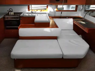 Galley of O. P, a Beneteau Oceanis 51.1 sailboat at Athens, Greece