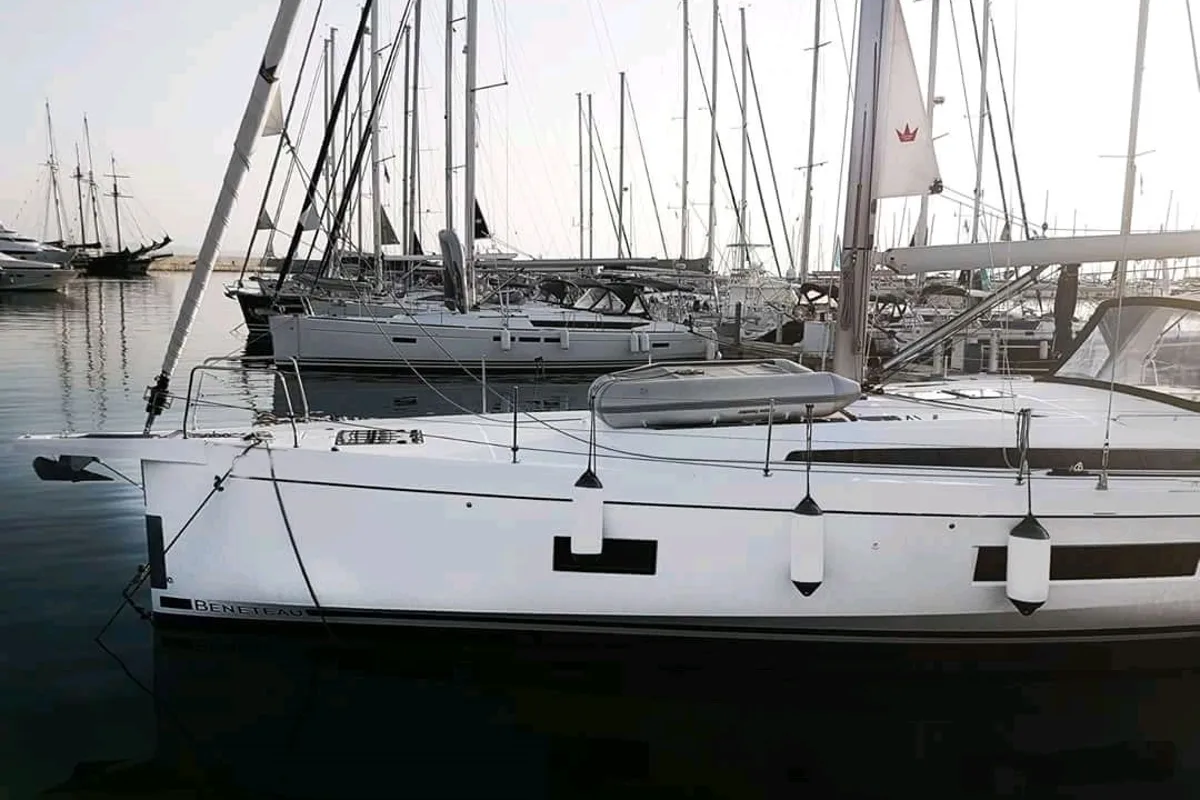 Exterior view of O. P, a Beneteau Oceanis 51.1 sailboat at Athens, Greece