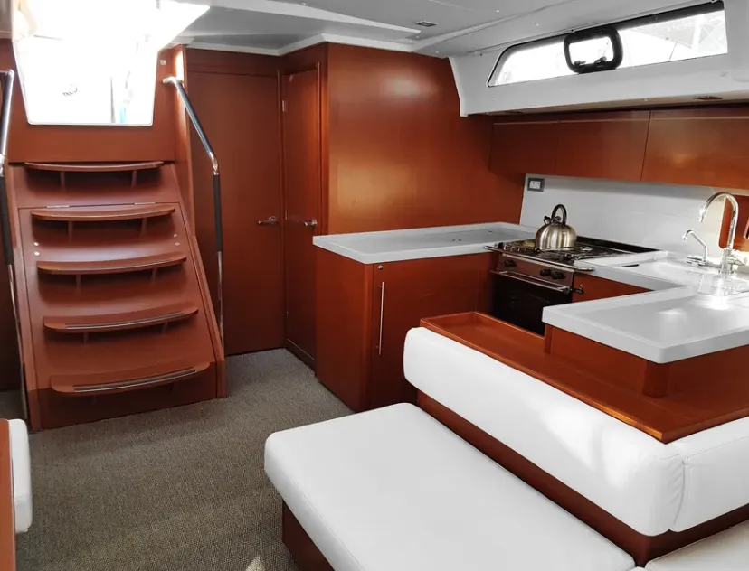 Galley of O. P, a Beneteau Oceanis 51.1 sailboat at Athens, Greece