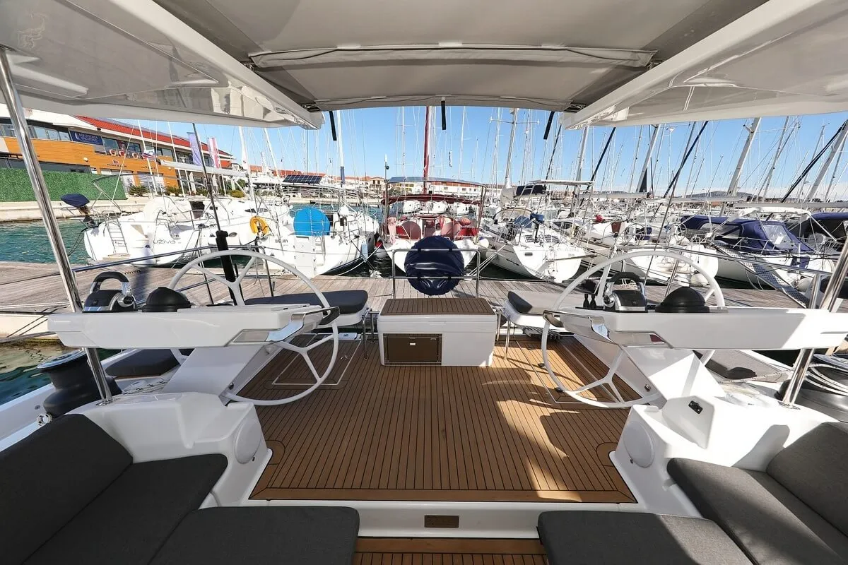 Deck of Constanta, a Hanse 588 sailboat at Pirovac, Croatia