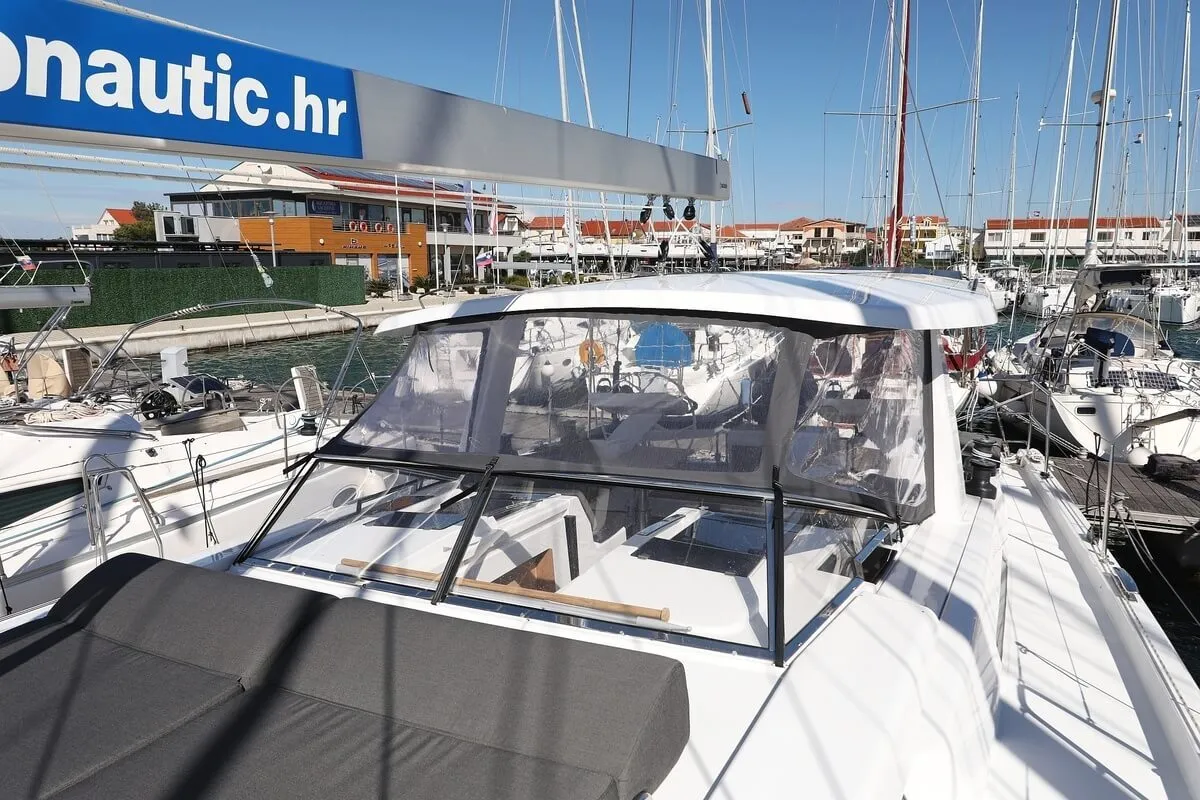 Cockpit of Constanta, a Hanse 588 sailboat at Pirovac, Croatia