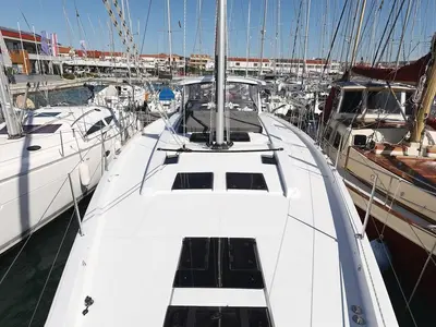 Deck of Constanta, a Hanse 588 sailboat at Pirovac, Croatia