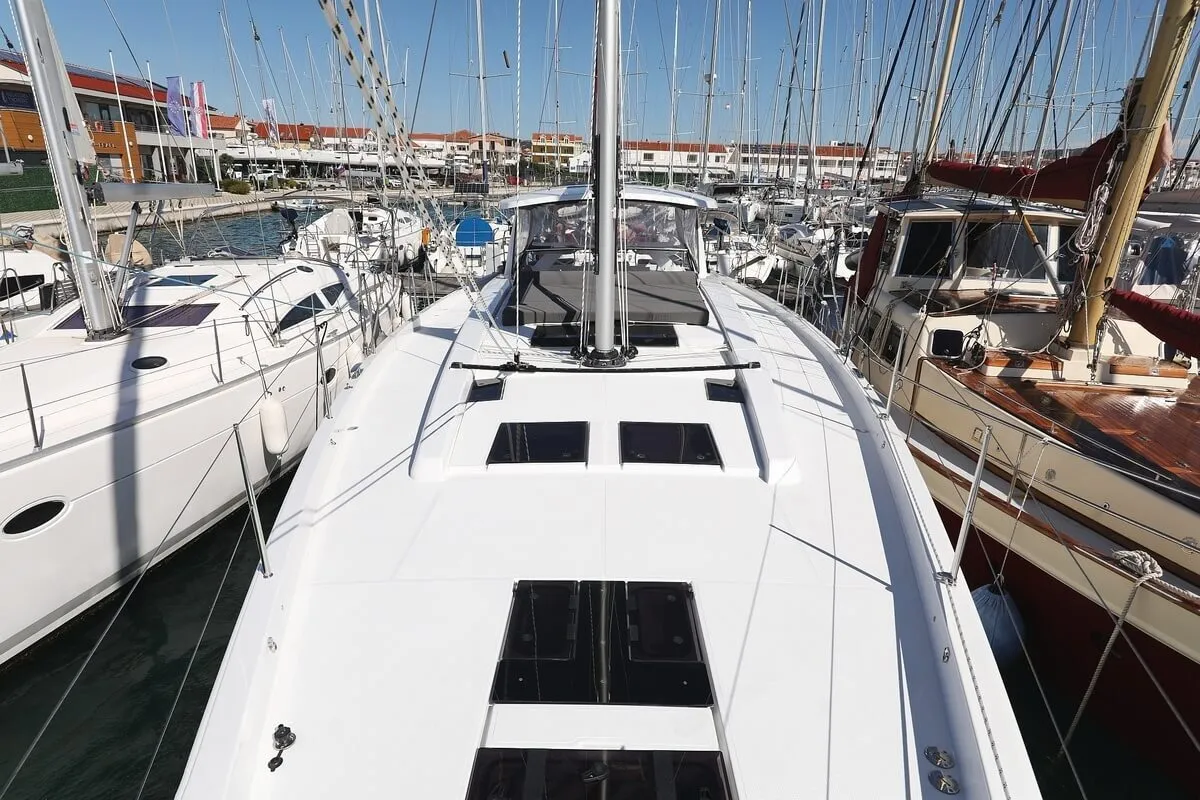 Deck of Constanta, a Hanse 588 sailboat at Pirovac, Croatia