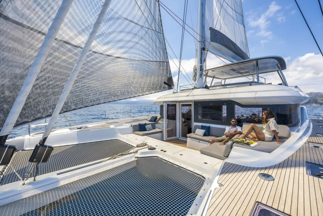 Salon of CATWALK I, a Lagoon 60 catamaran at Grad Kaštela, Croatia