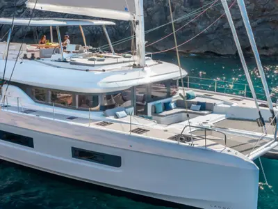 Exterior view of CATWALK I, a Lagoon 60 catamaran at Grad Kaštela, Croatia