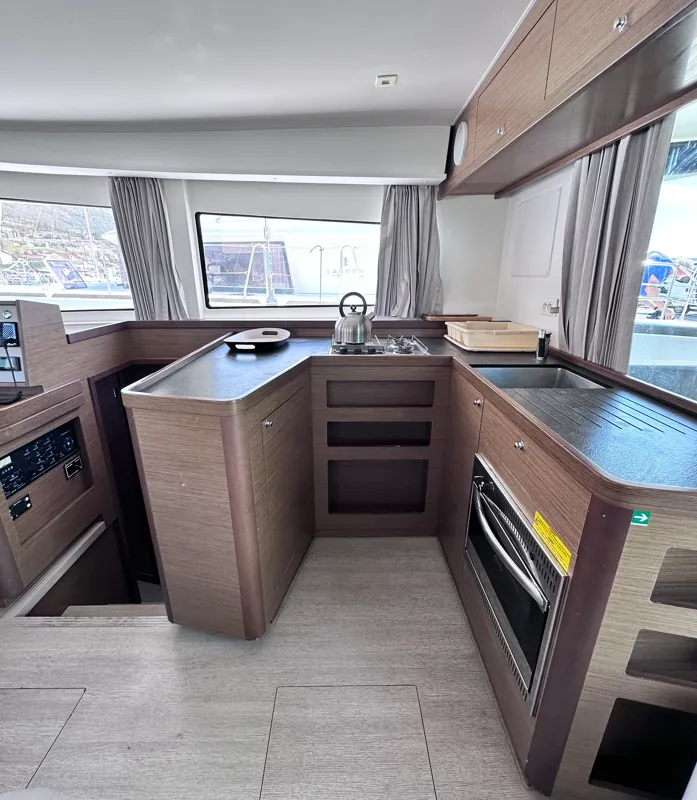 Galley of Sea novels, a Lagoon 42 catamaran at Municipal Unit of Palairos, Greece