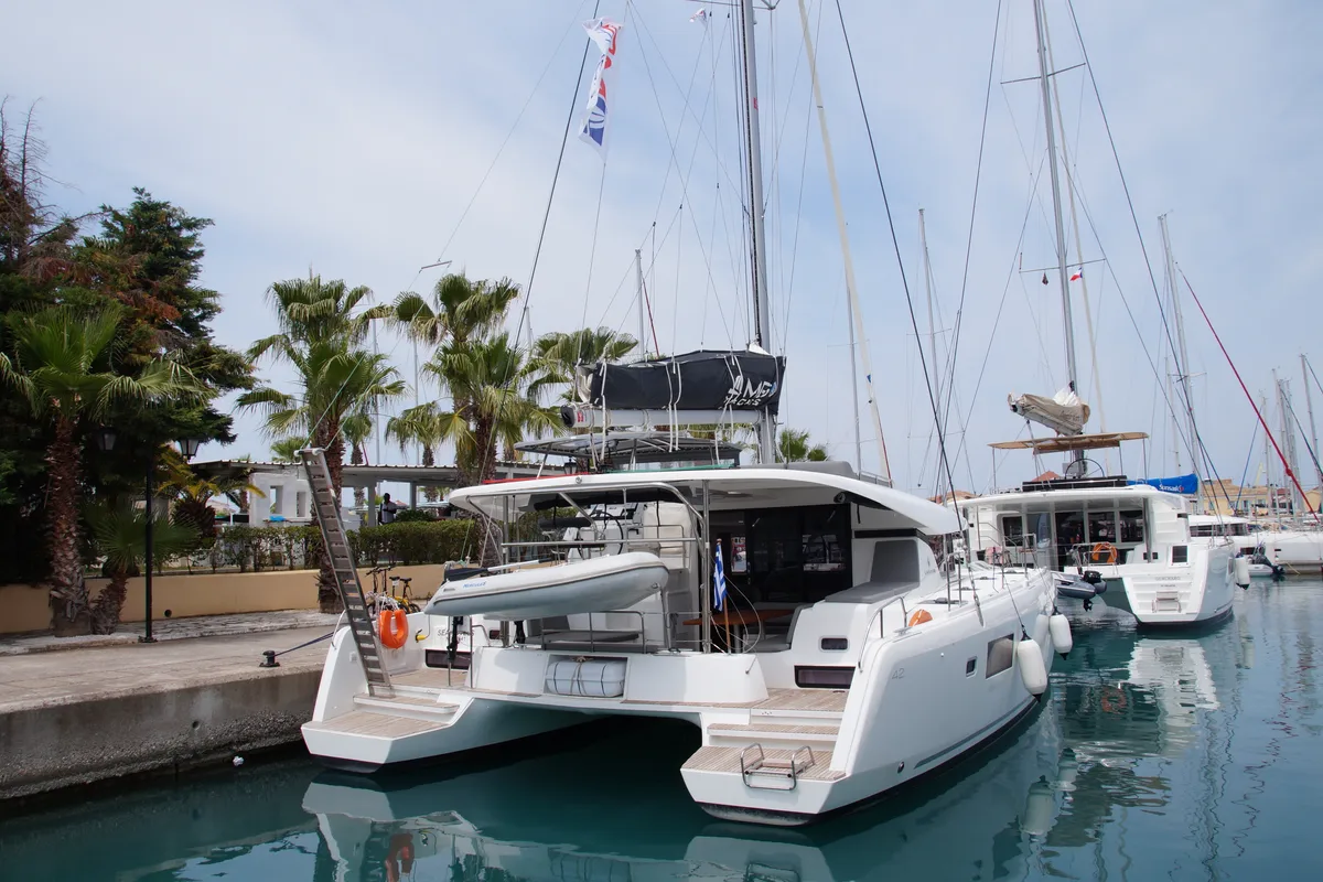 Exterior view of Sea novels, a Lagoon 42 catamaran at Municipal Unit of Palairos, Greece