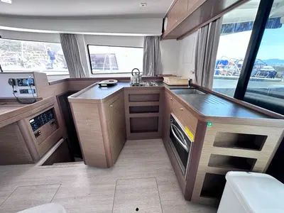 Galley of Sea novels, a Lagoon 42 catamaran at Municipal Unit of Palairos, Greece