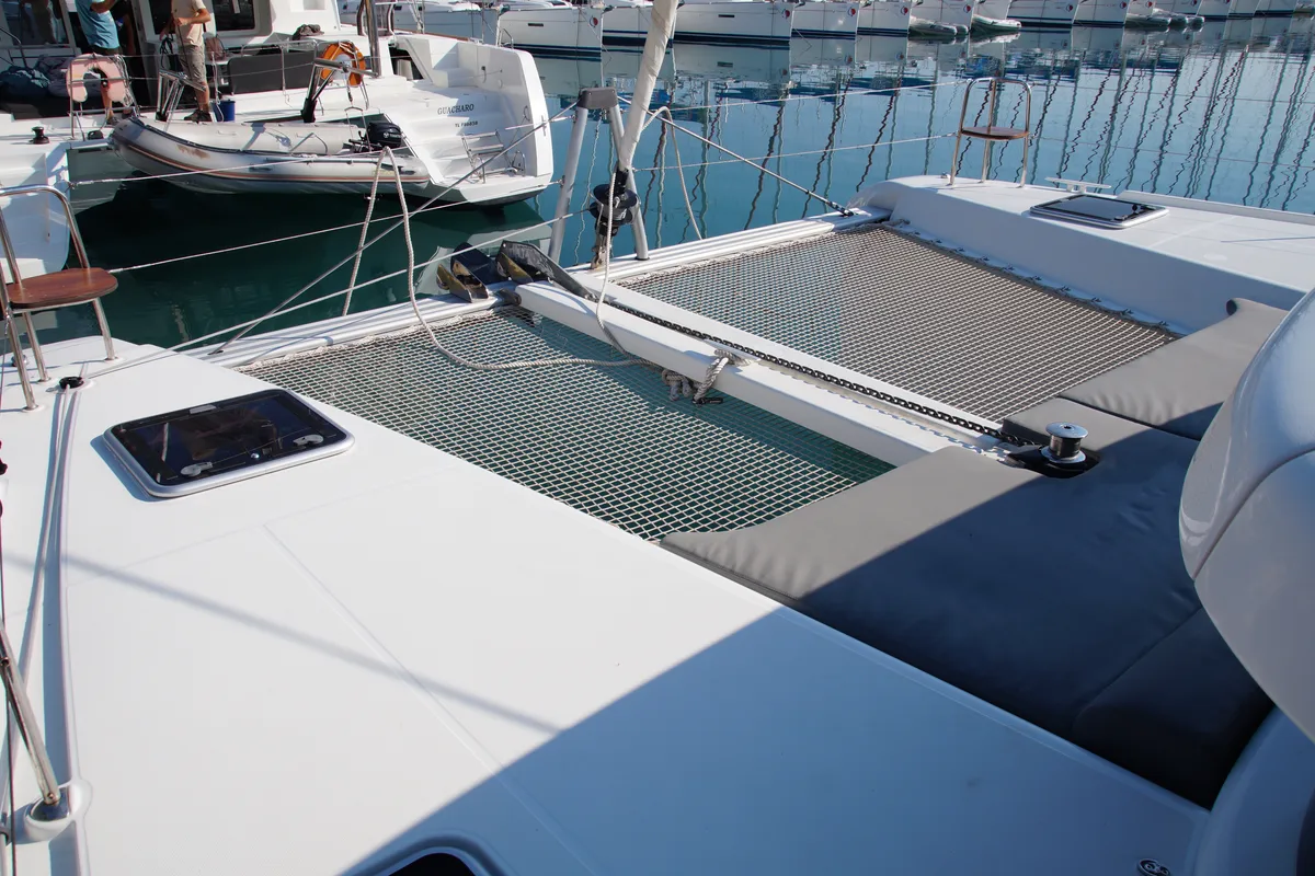 Deck of Sea novels, a Lagoon 42 catamaran at Municipal Unit of Palairos, Greece