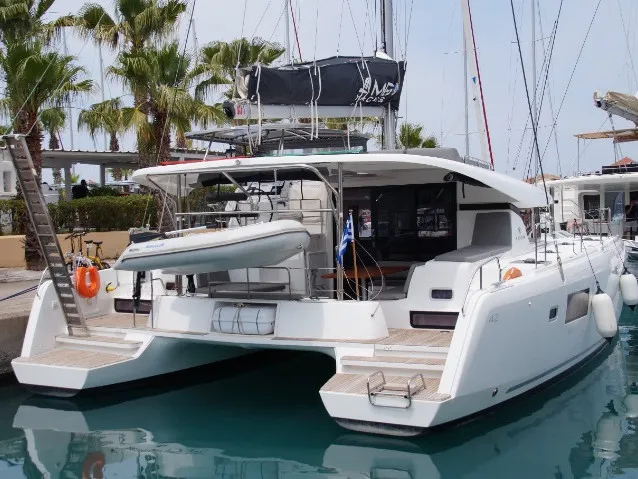 Exterior view of Sea novels, a Lagoon 42 catamaran at Municipal Unit of Palairos, Greece