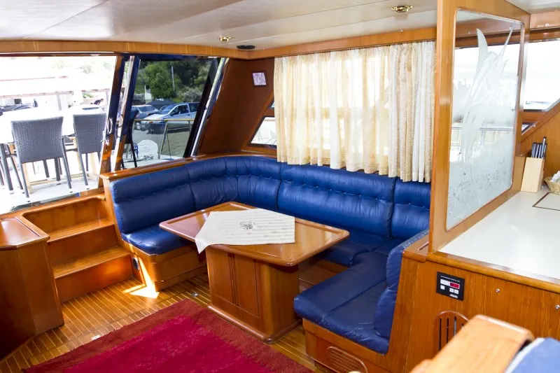 Salon of Relax, a Yaretti 1910 motor yacht at Primošten, Croatia