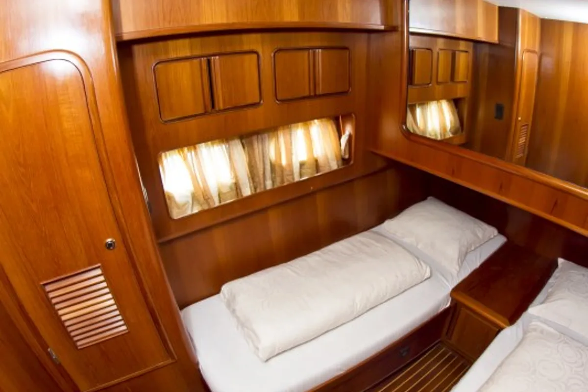 Cabin on Relax, a Yaretti 1910 motor yacht at Primošten, Croatia