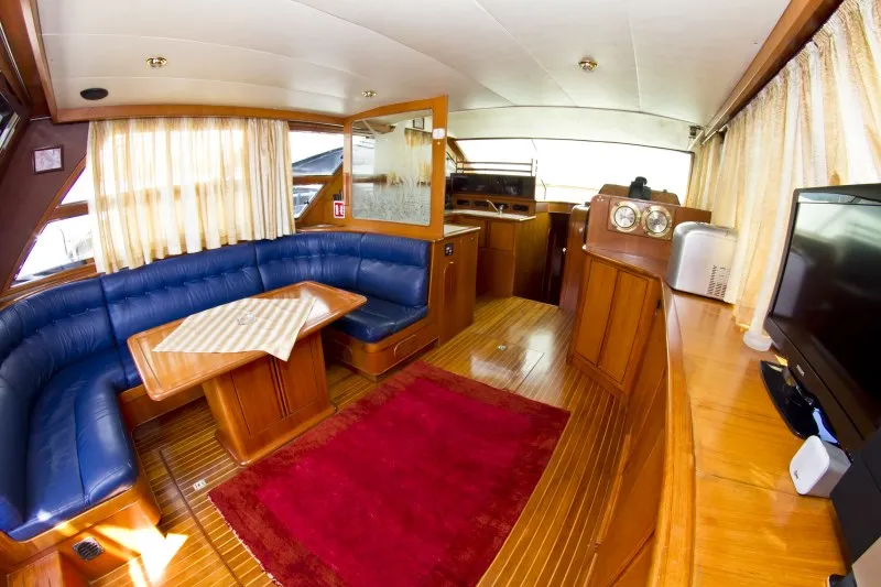 Salon of Relax, a Yaretti 1910 motor yacht at Primošten, Croatia