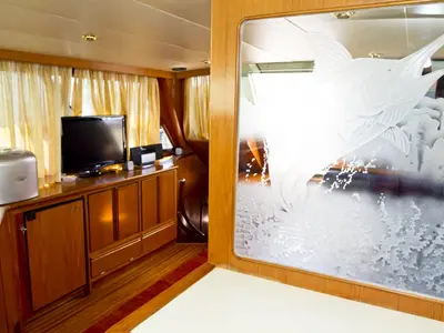 Salon of Relax, a Yaretti 1910 motor yacht at Primošten, Croatia