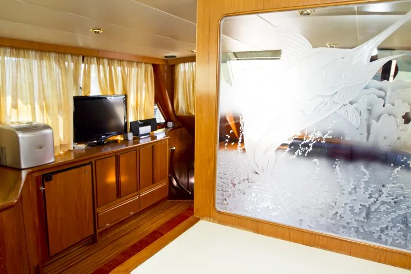 Salon of Relax, a Yaretti 1910 motor yacht at Primošten, Croatia