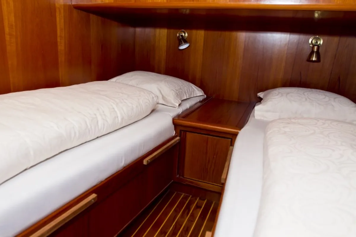 Cabin on Relax, a Yaretti 1910 motor yacht at Primošten, Croatia