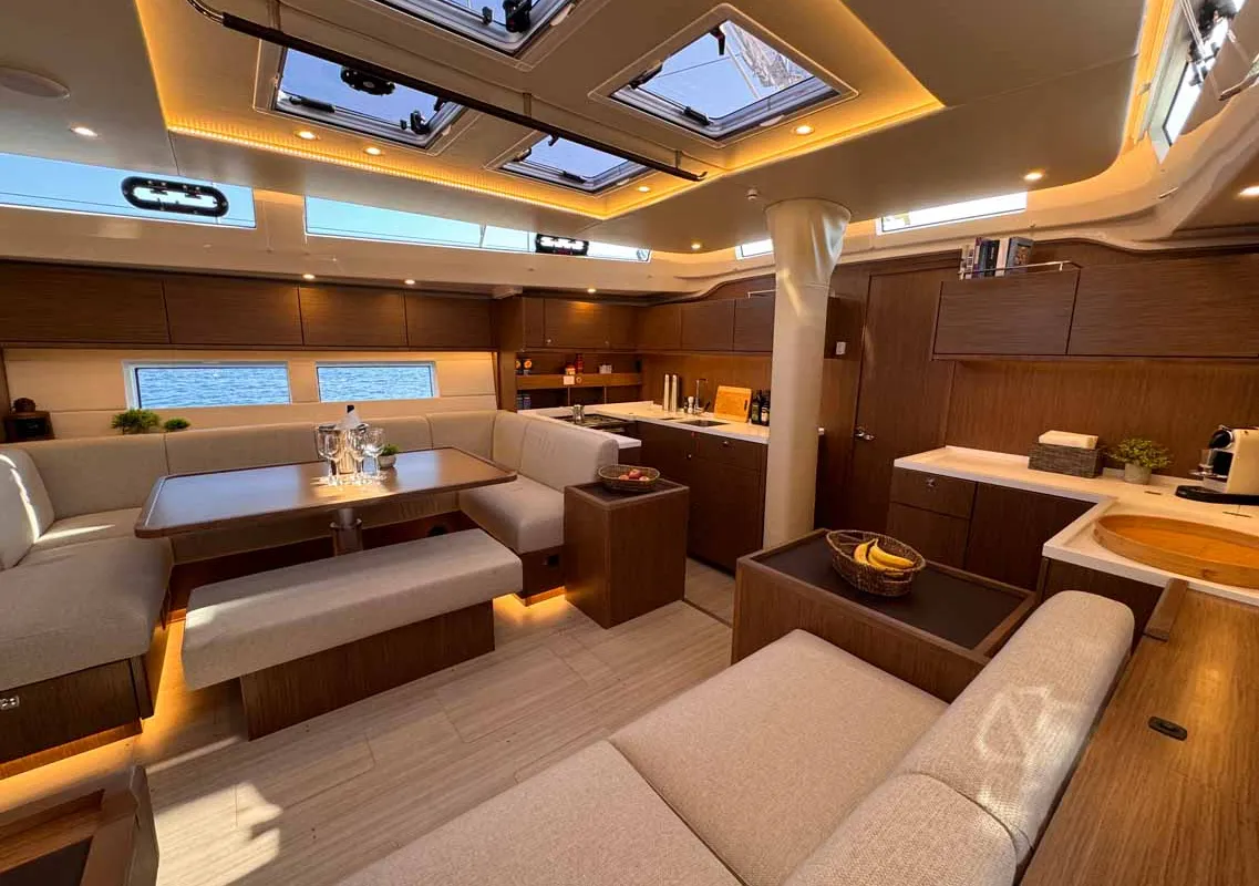 Salon of F-ONE, a Bavaria C57 Style sailboat at Grad Trogir, Croatia