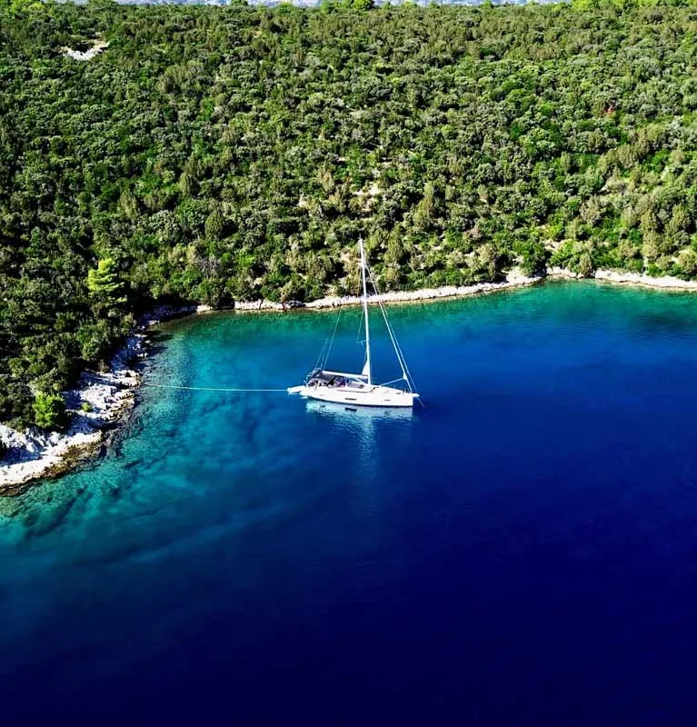 Exterior view of F-ONE, a Bavaria C57 Style sailboat at Grad Trogir, Croatia