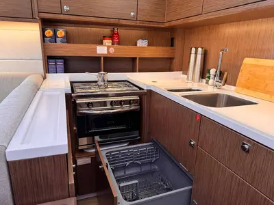 Galley of F-ONE, a Bavaria C57 Style sailboat at Grad Trogir, Croatia