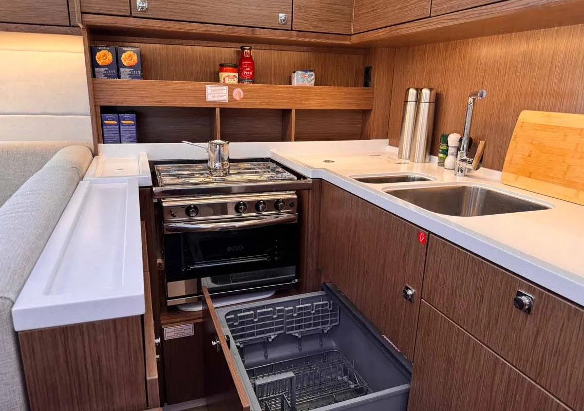 Galley of F-ONE, a Bavaria C57 Style sailboat at Grad Trogir, Croatia