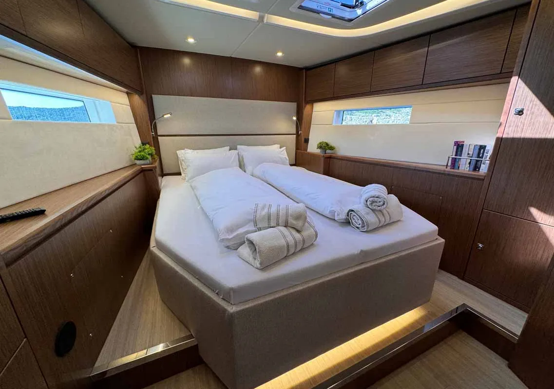 Cabin on F-ONE, a Bavaria C57 Style sailboat at Grad Trogir, Croatia