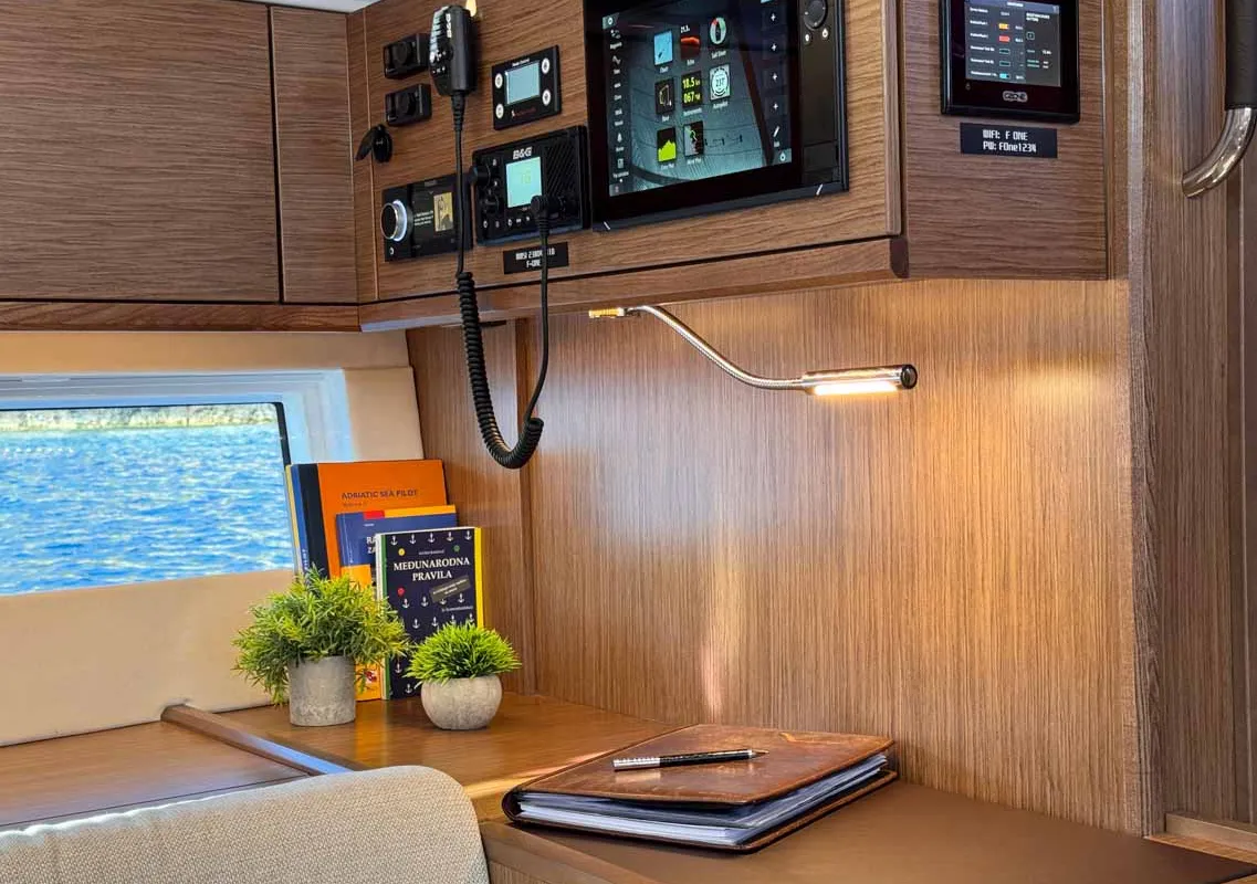 Salon of F-ONE, a Bavaria C57 Style sailboat at Grad Trogir, Croatia