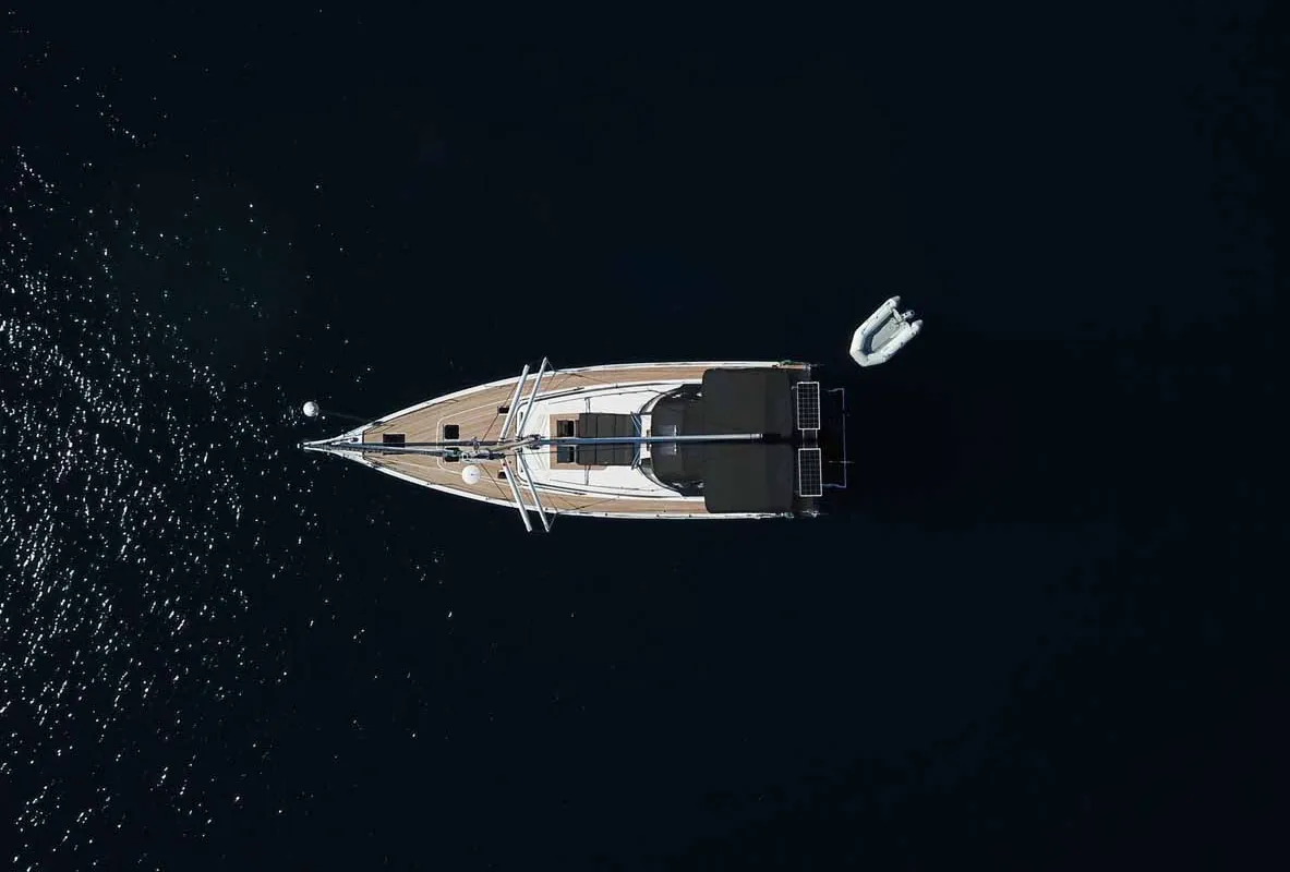 Exterior view of F-ONE, a Bavaria C57 Style sailboat at Grad Trogir, Croatia
