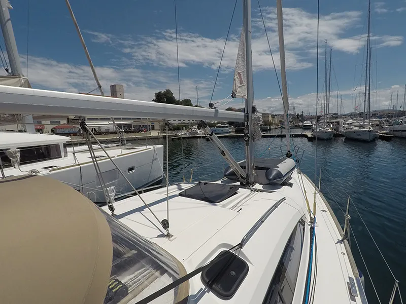 Deck of Silente, a Elan Impression 40 sailboat at Grad Šibenik, Croatia