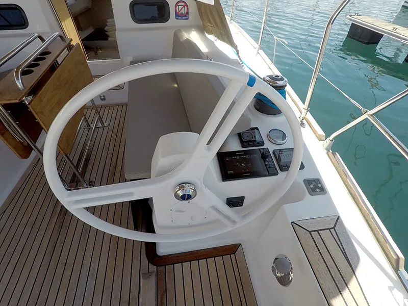 Cockpit of Silente, a Elan Impression 40 sailboat at Grad Šibenik, Croatia