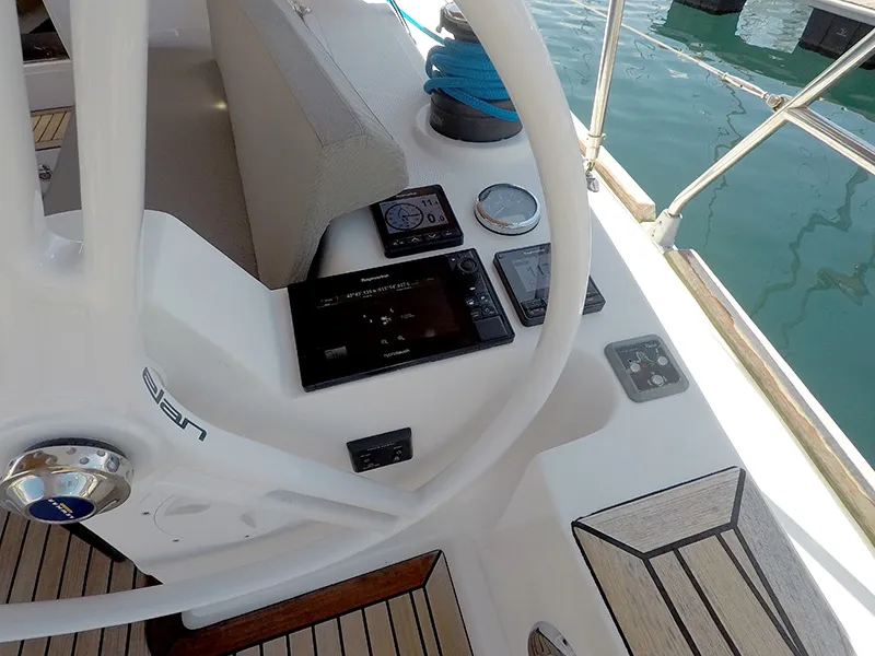Cockpit of Silente, a Elan Impression 40 sailboat at Grad Šibenik, Croatia