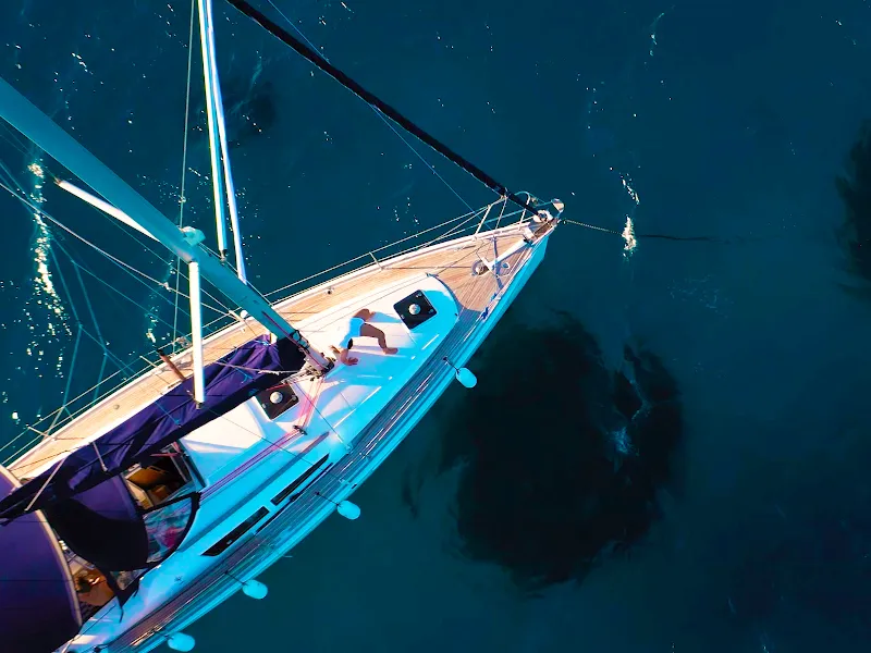 Exterior view of Bookie Too, a Jeanneau Sun Odyssey 39i sailboat at Salamina Municipal Unit, Greece