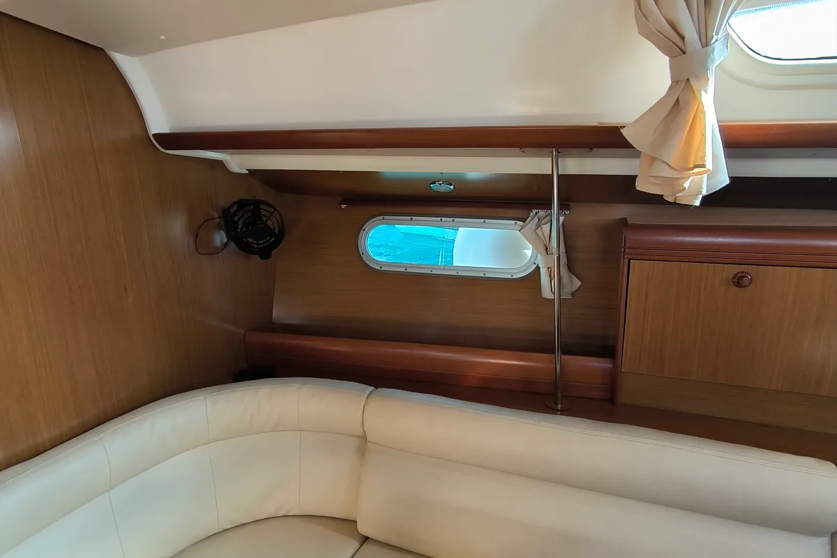 Salon of Bookie Too, a Jeanneau Sun Odyssey 39i sailboat at Salamina Municipal Unit, Greece