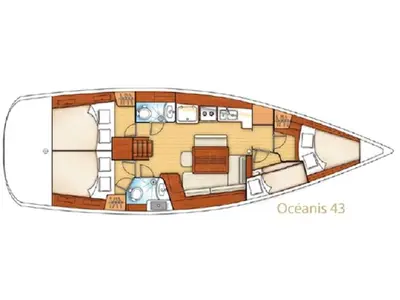Floor plan of Alboran XXXI Saoco, a Beneteau Oceanis 43 sailboat at Elephant Butte Estates, United States