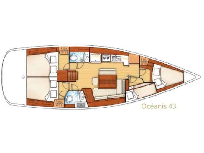 Floor plan of Alboran XXXI Saoco, a Beneteau Oceanis 43 sailboat at Elephant Butte Estates, United States