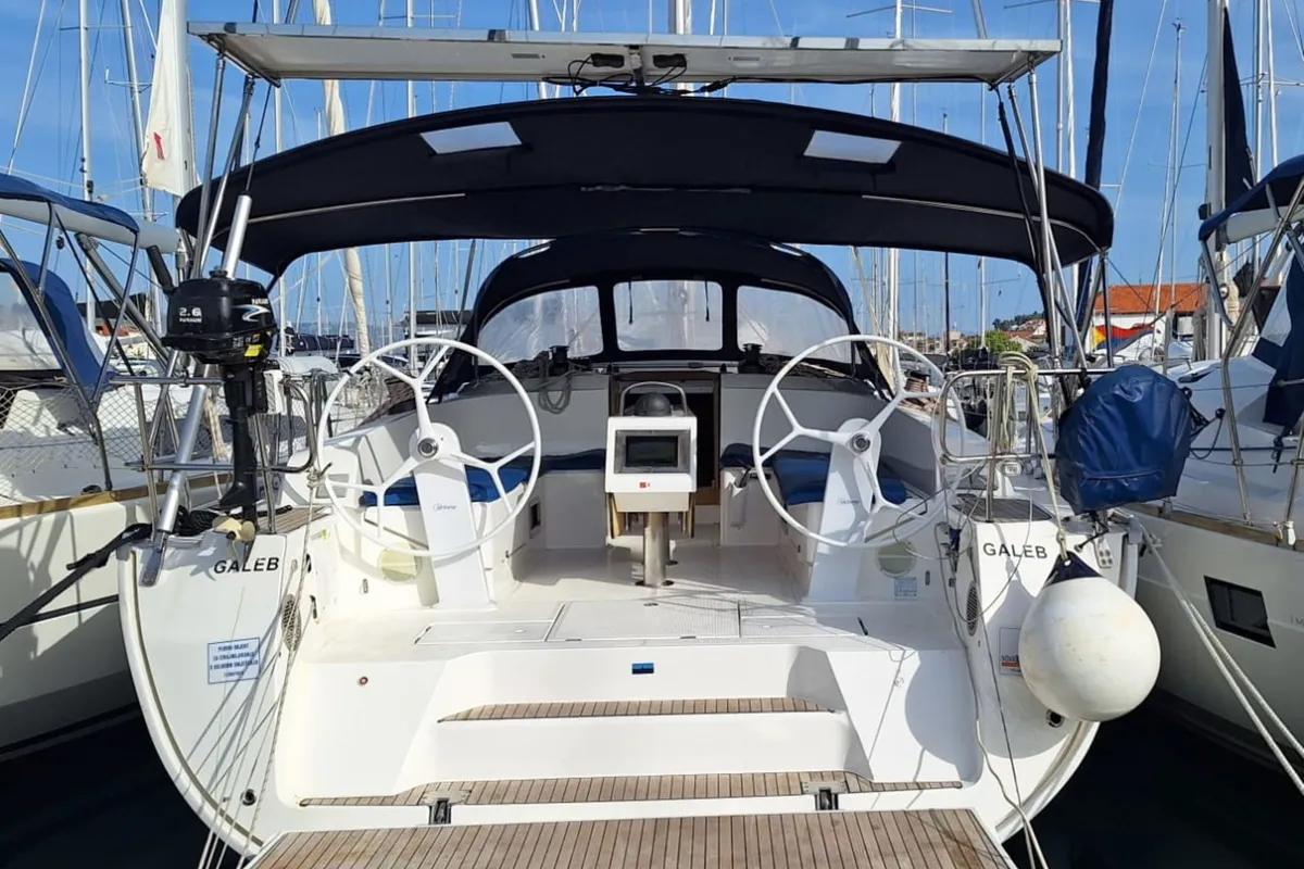 Cockpit of Galeb, a Bavaria Cruiser 46 sailboat at Grad Šibenik, Croatia