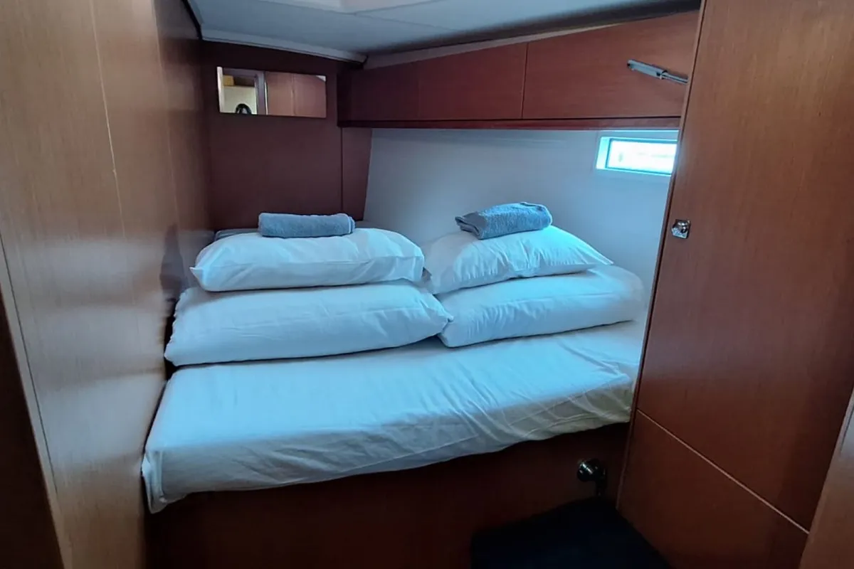 Cabin on Galeb, a Bavaria Cruiser 46 sailboat at Grad Šibenik, Croatia