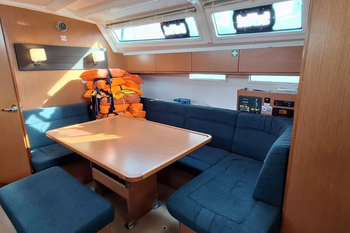 Salon of Galeb, a Bavaria Cruiser 46 sailboat at Grad Šibenik, Croatia