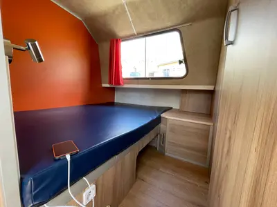 Cabin on Liberty 1, a Nicols Marina 1400 motorboat at Sablé-sur-Sarthe, France