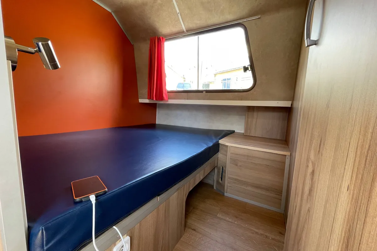 Cabin on Liberty 1, a Nicols Marina 1400 motorboat at Sablé-sur-Sarthe, France
